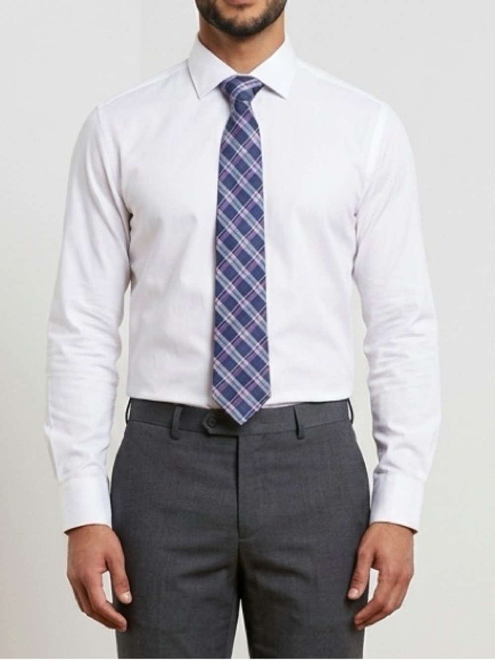 Plaid Blue and Purple Men's Tie | Jones New York | 100% Silk